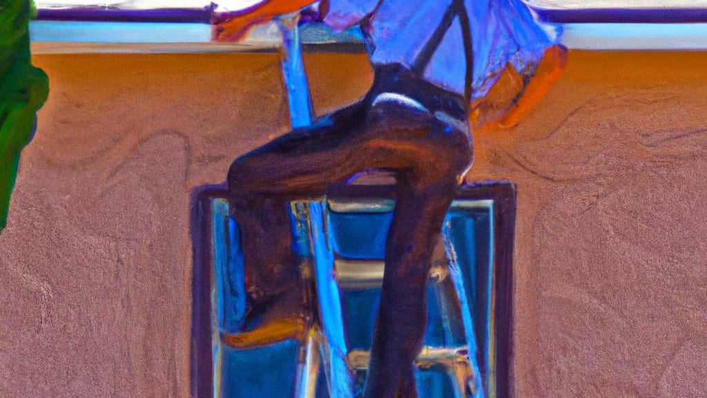 Man climbing ladder on Prescott, Arizona home to replace roof