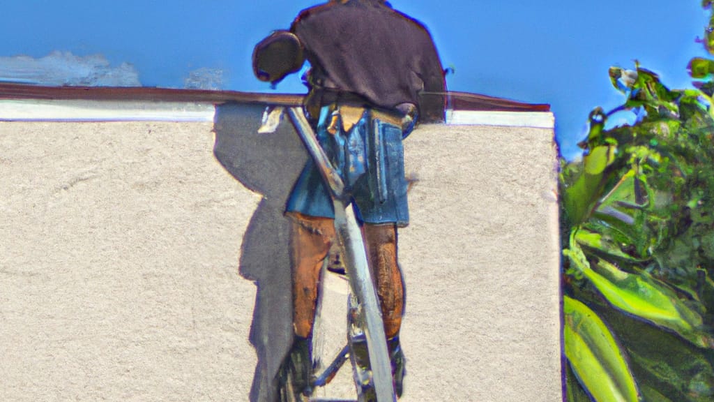 Man climbing ladder on Punta Gorda, Florida home to replace roof