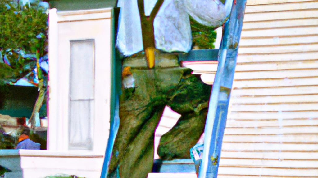 Man climbing ladder on Raceland, Louisiana home to replace roof