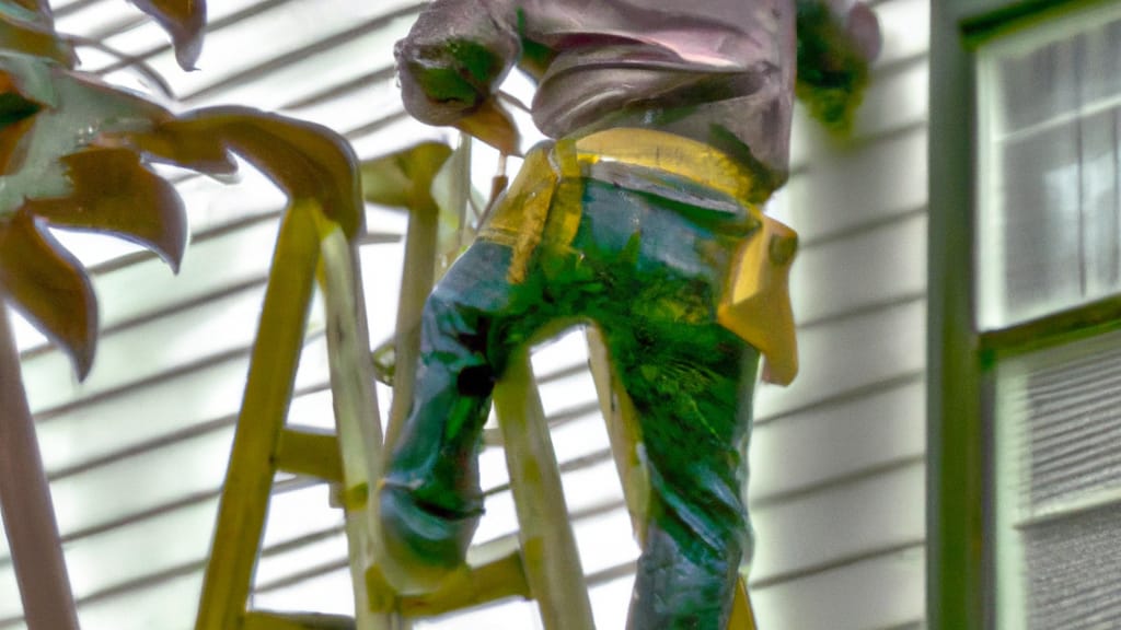 Man climbing ladder on Raritan, New Jersey home to replace roof