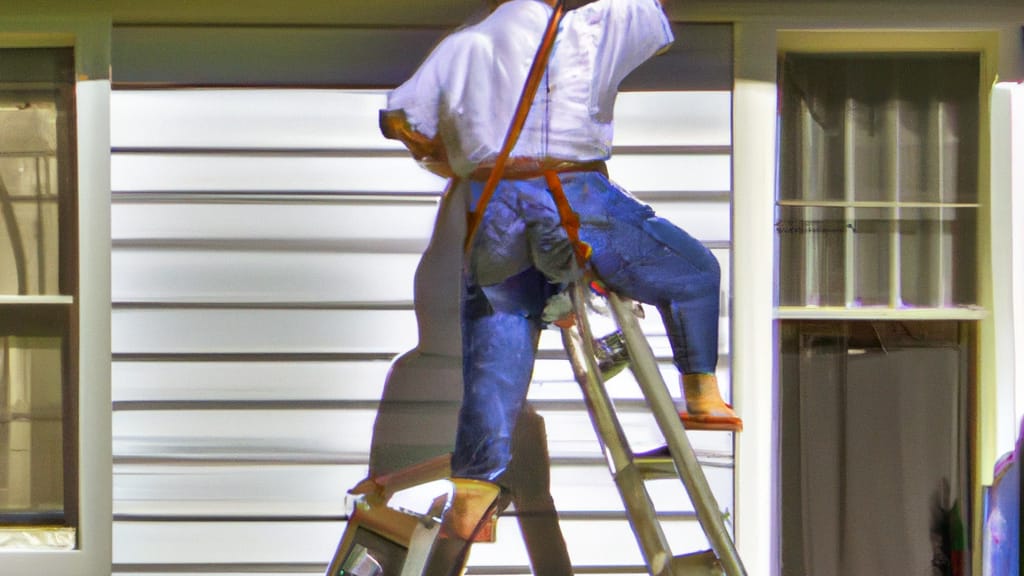 Man climbing ladder on Richmond, Texas home to replace roof