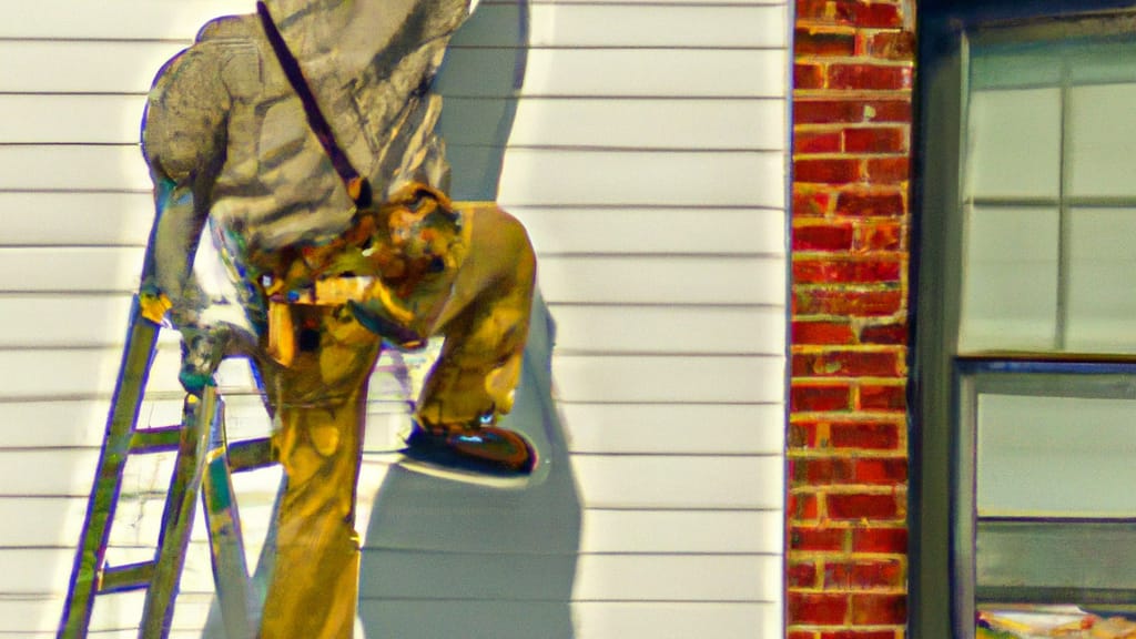 Man climbing ladder on Rock Falls, Illinois home to replace roof