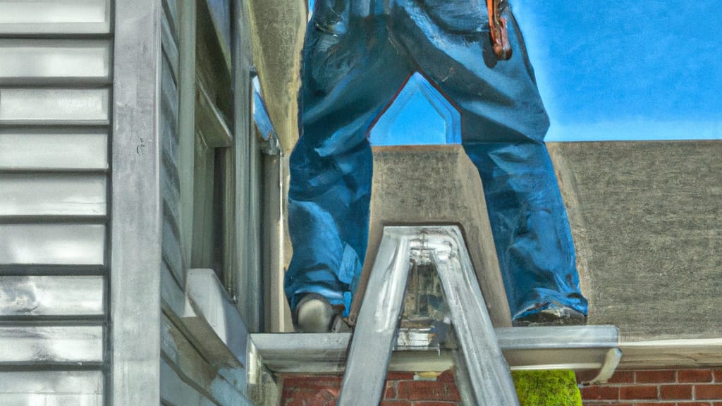 Man climbing ladder on Rockford, Illinois home to replace roof
