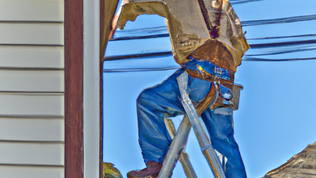 Man climbing ladder on Rodeo, California home to replace roof