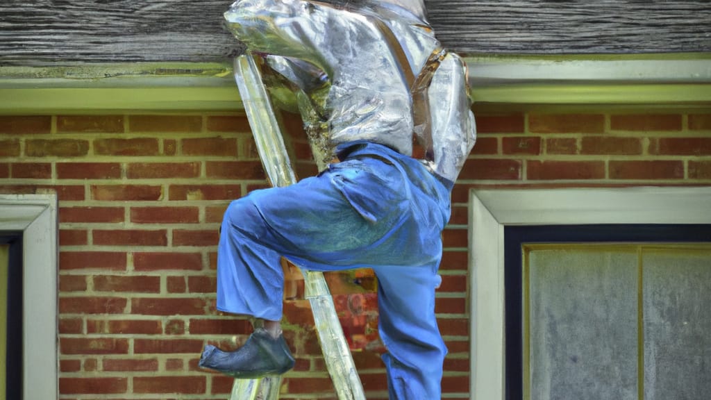 Man climbing ladder on Rolla, Missouri home to replace roof