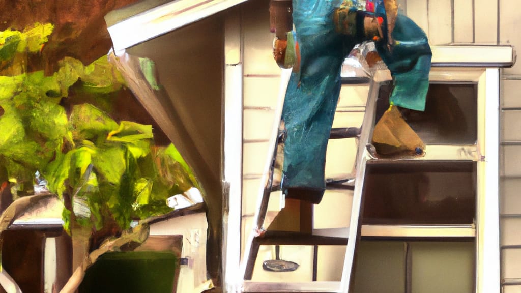 Man climbing ladder on Roseville, California home to replace roof