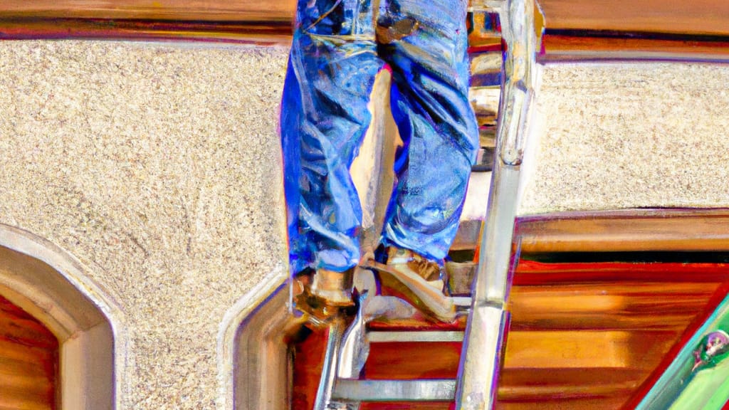 Man climbing ladder on Sahuarita, Arizona home to replace roof