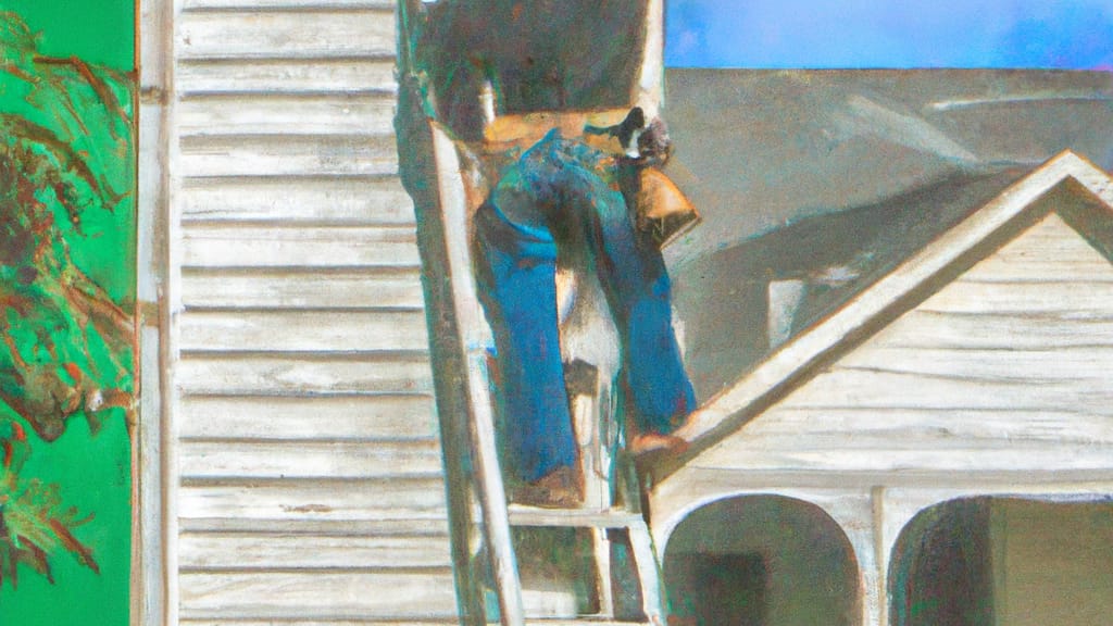 Man climbing ladder on Saint Gabriel, Louisiana home to replace roof
