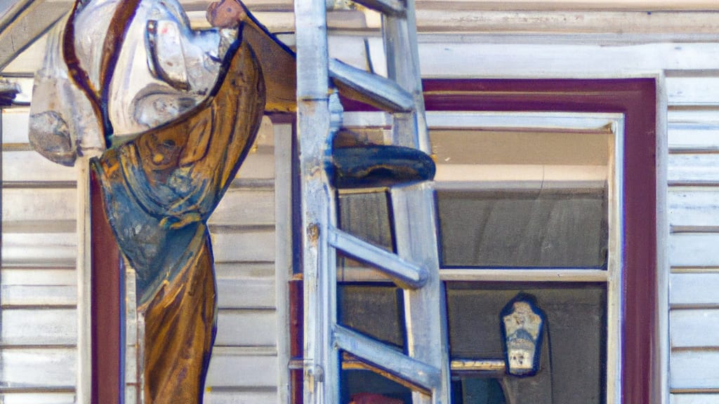 Man climbing ladder on Salem, Utah home to replace roof