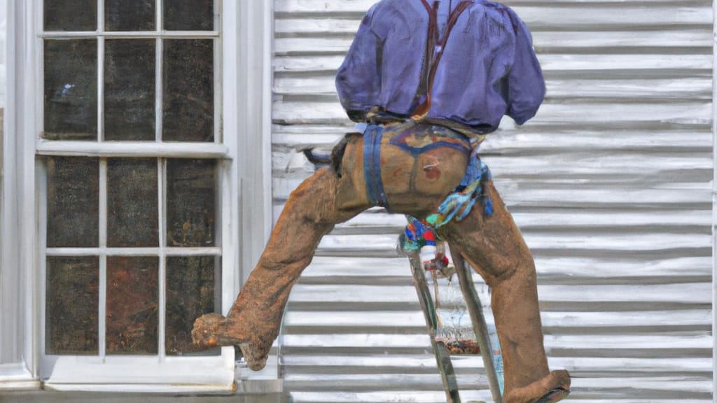 Man climbing ladder on Salisbury, North Carolina home to replace roof