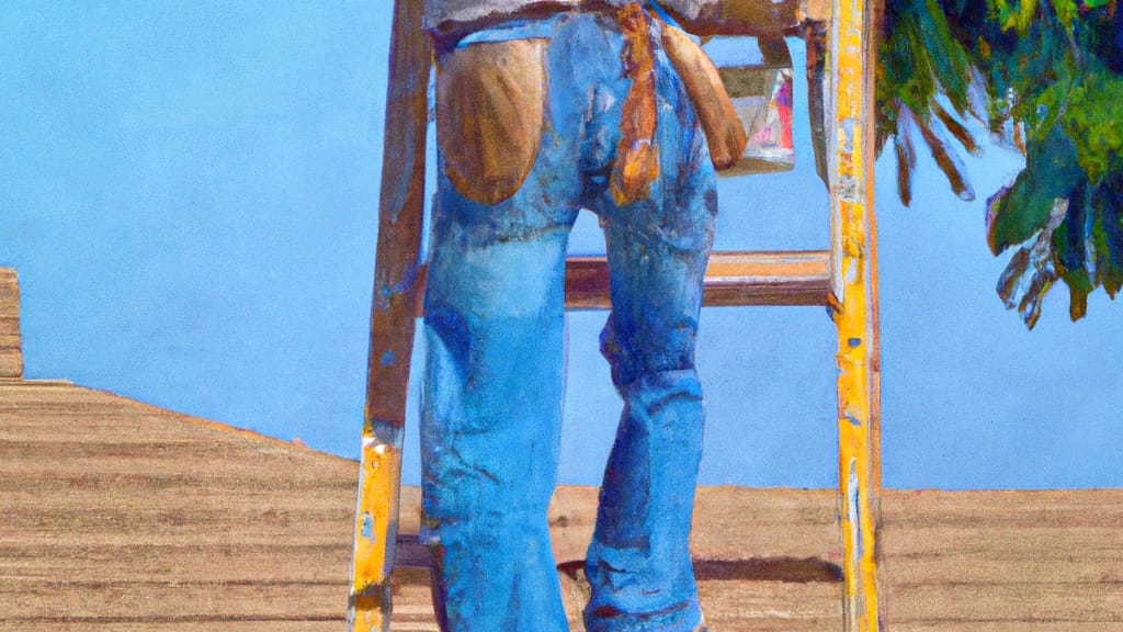 Man climbing ladder on San Dimas, California home to replace roof