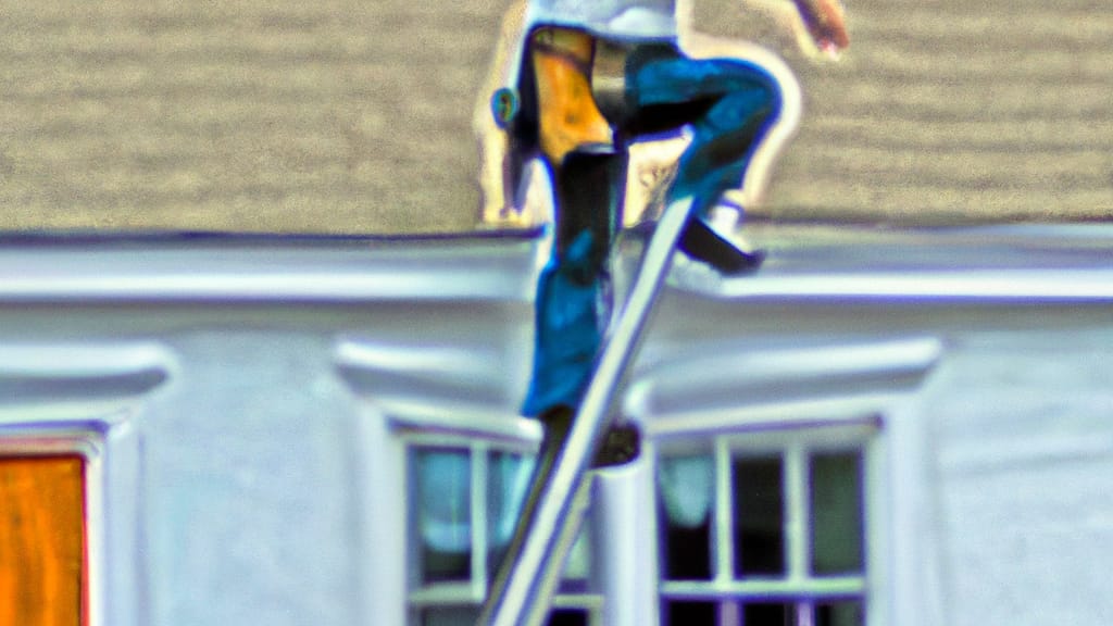 Man climbing ladder on Schenectady, New York home to replace roof