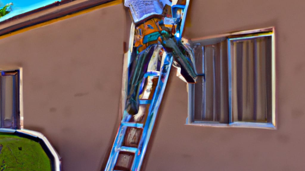 Man climbing ladder on Scottsdale, Arizona home to replace roof