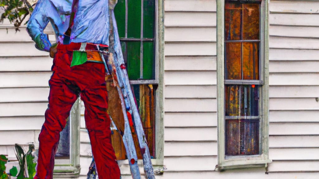 Man climbing ladder on Sealy, Texas home to replace roof
