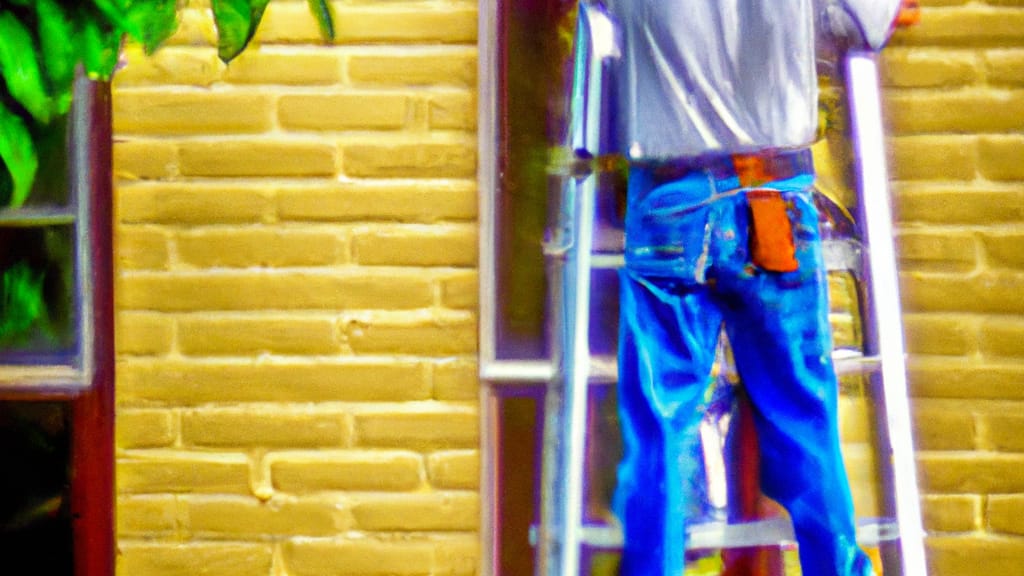 Man climbing ladder on Sedalia, Missouri home to replace roof
