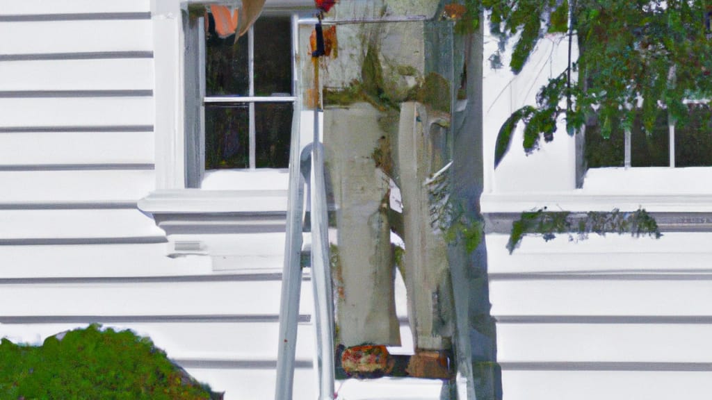 Man climbing ladder on Seekonk, Massachusetts home to replace roof