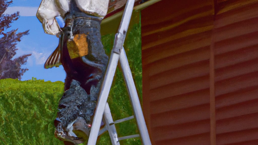 Man climbing ladder on Selah, Washington home to replace roof