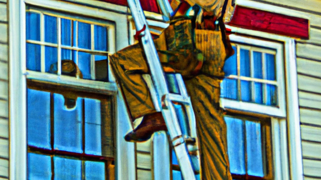 Man climbing ladder on Shawnee, Kansas home to replace roof