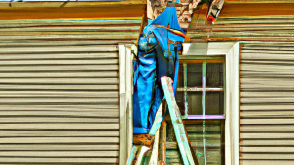 Man climbing ladder on Sherman, Texas home to replace roof