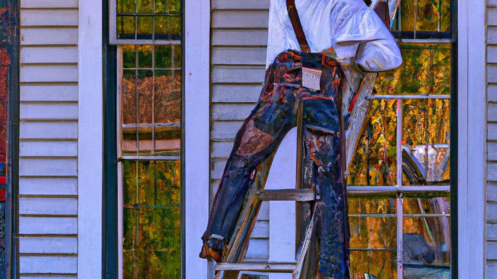 Man climbing ladder on Sherwood, Arkansas home to replace roof