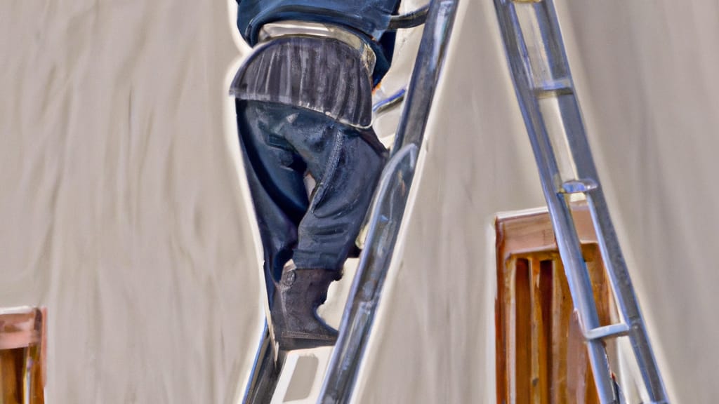 Man climbing ladder on Silver City, New Mexico home to replace roof
