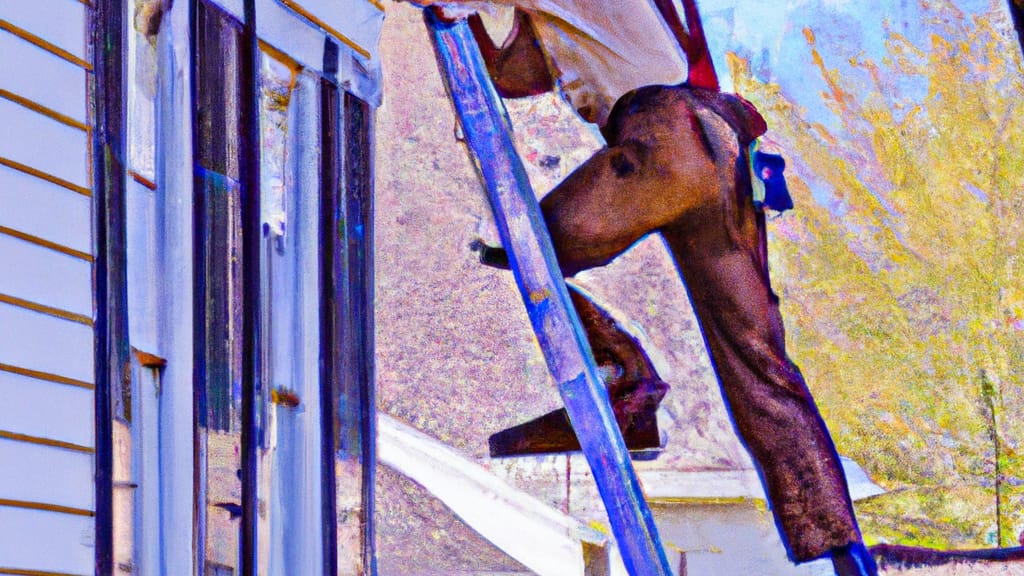 Man climbing ladder on Smyrna, Tennessee home to replace roof