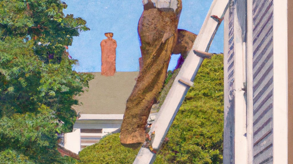 Man climbing ladder on Somerset, Massachusetts home to replace roof