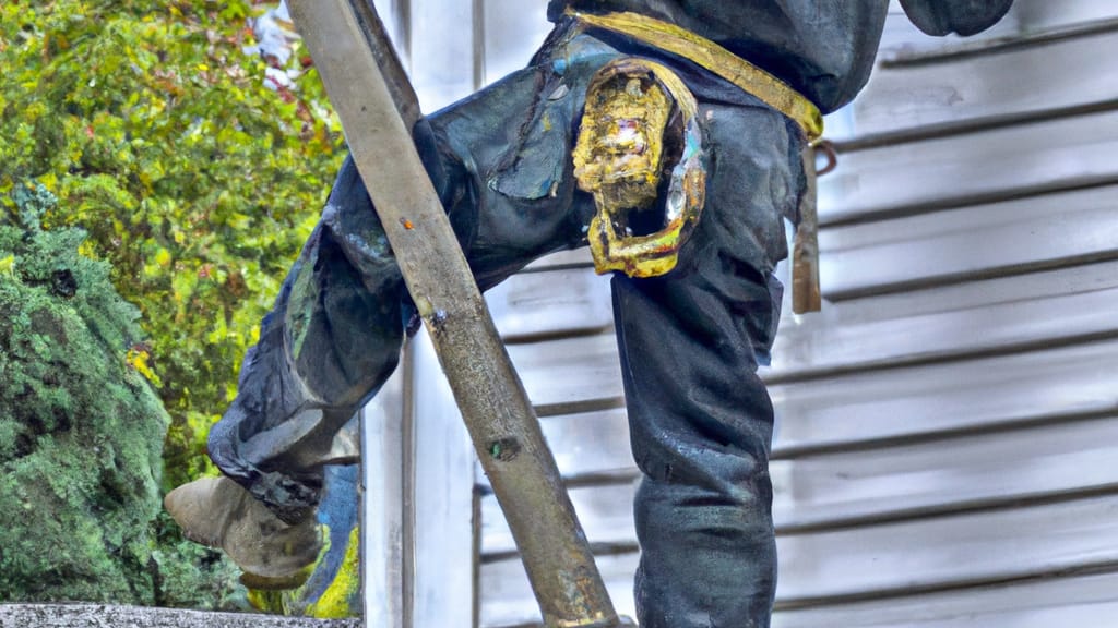Man climbing ladder on Somerset, Pennsylvania home to replace roof