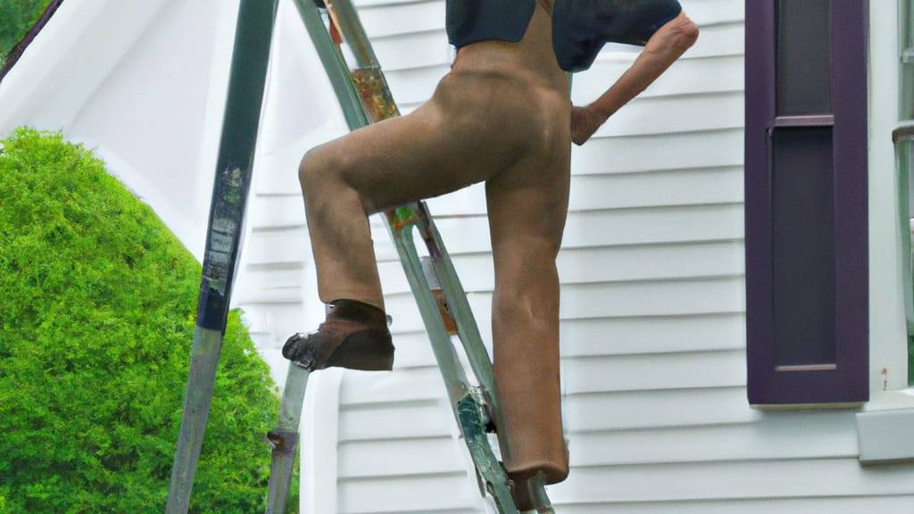 Man climbing ladder on South Park, Pennsylvania home to replace roof