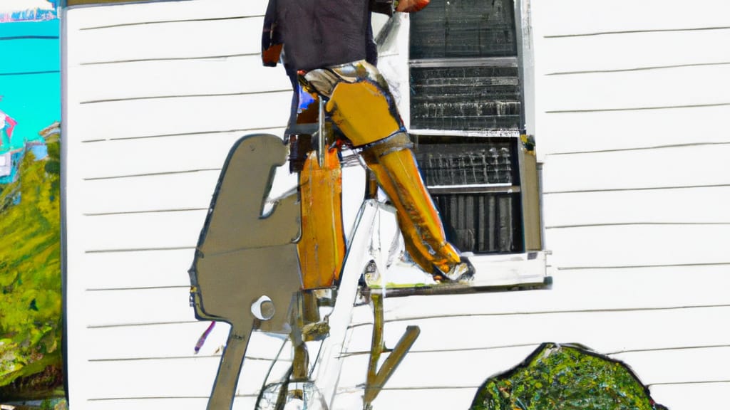 Man climbing ladder on Spring Hill, Tennessee home to replace roof