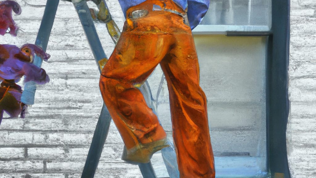 Man climbing ladder on Staunton, Illinois home to replace roof