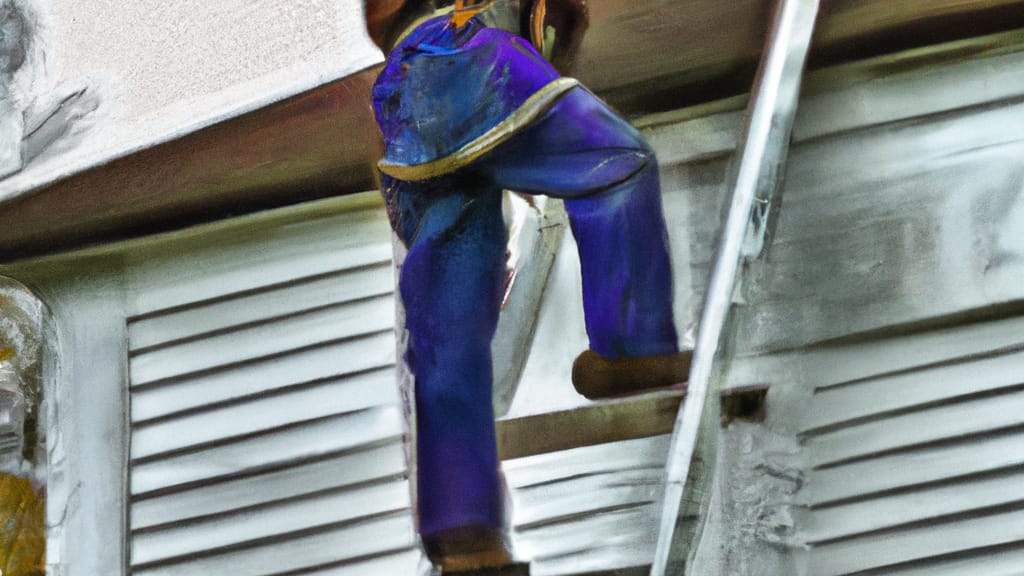 Man climbing ladder on Stewartville, Minnesota home to replace roof