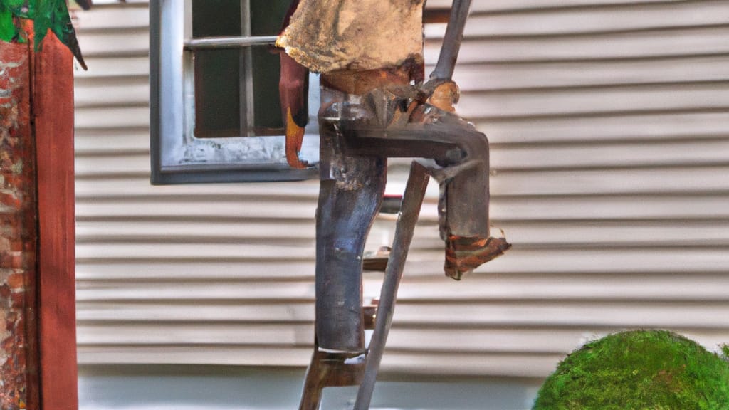 Man climbing ladder on Summerfield, North Carolina home to replace roof