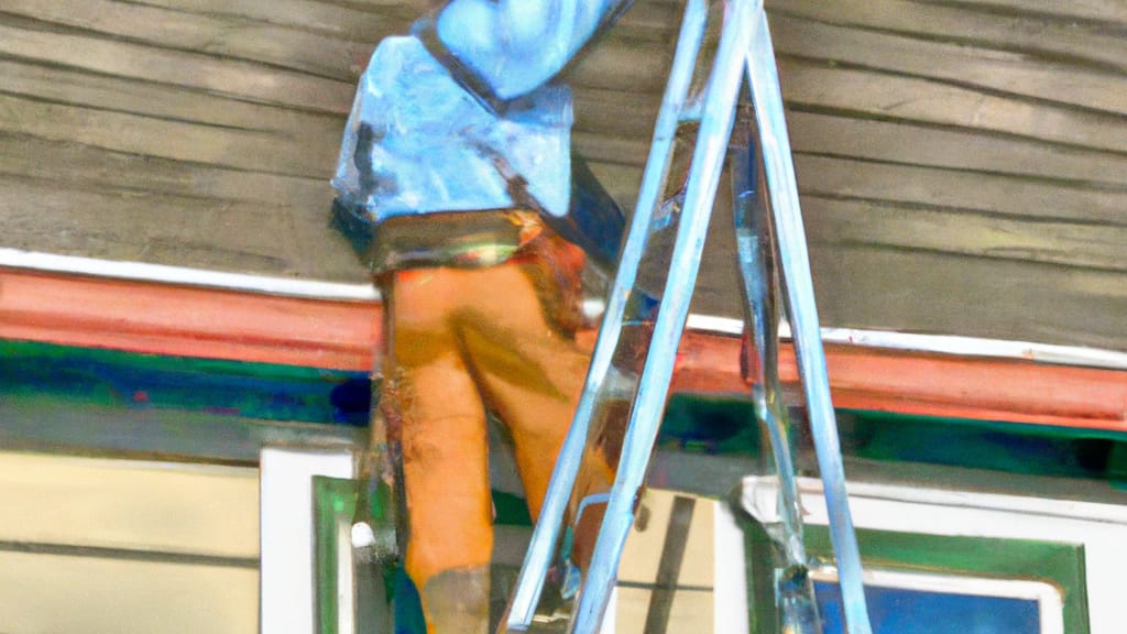 Man climbing ladder on Sunnyside, Washington home to replace roof