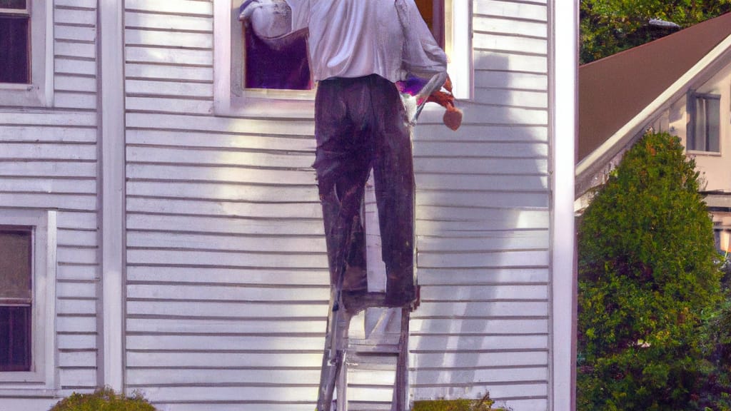 Man climbing ladder on Swampscott, Massachusetts home to replace roof