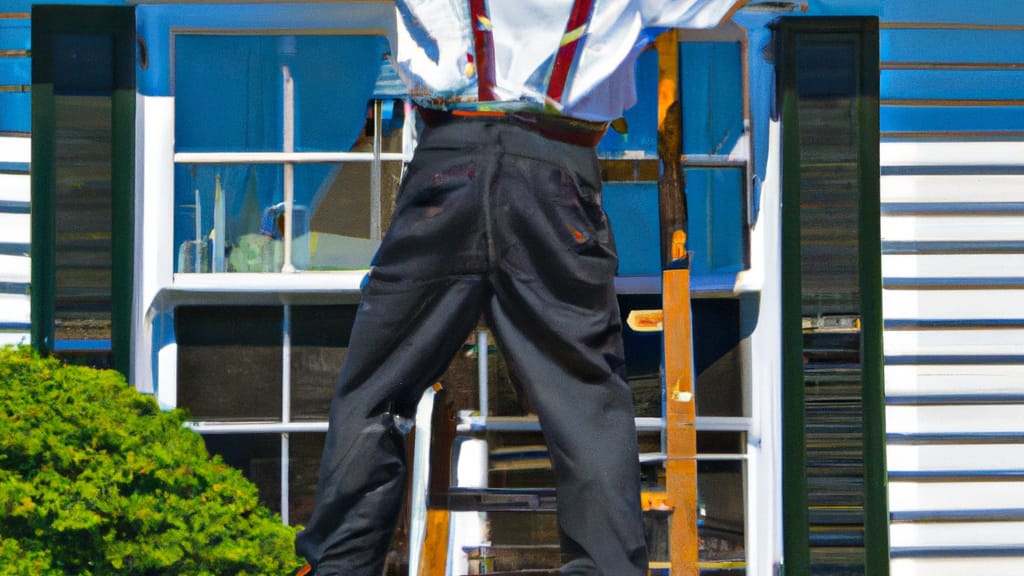 Man climbing ladder on Swansea, Massachusetts home to replace roof