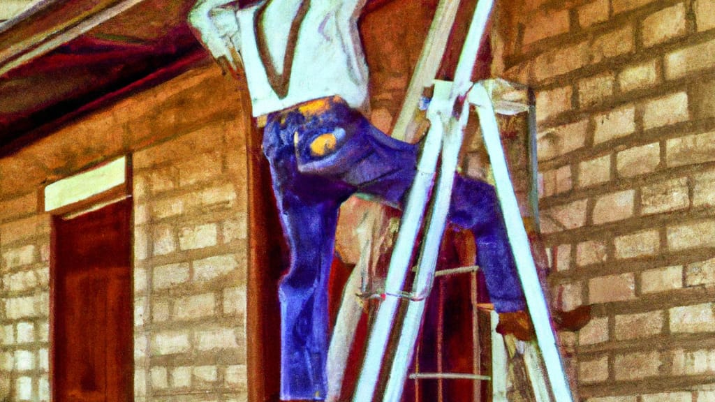 Man climbing ladder on Sweetwater, Texas home to replace roof