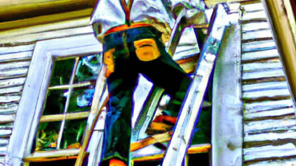 Man climbing ladder on Talladega, Alabama home to replace roof