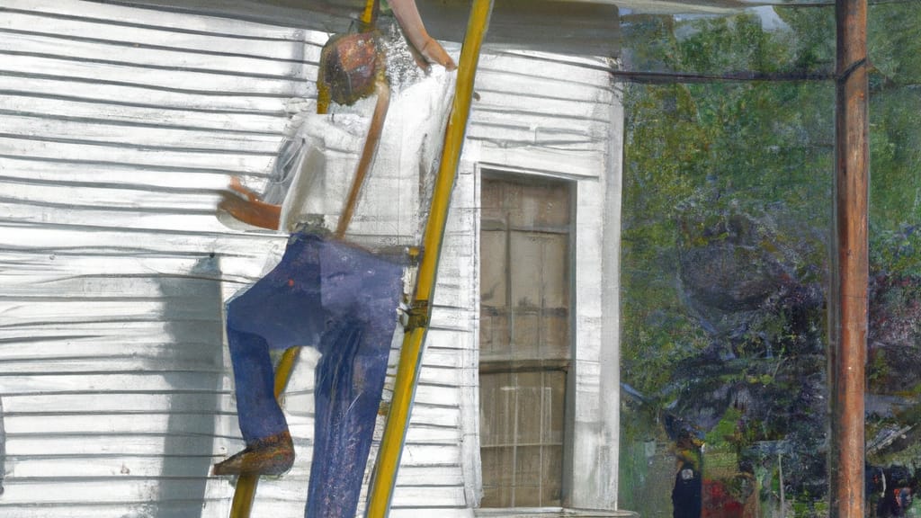 Man climbing ladder on Tallulah, Louisiana home to replace roof