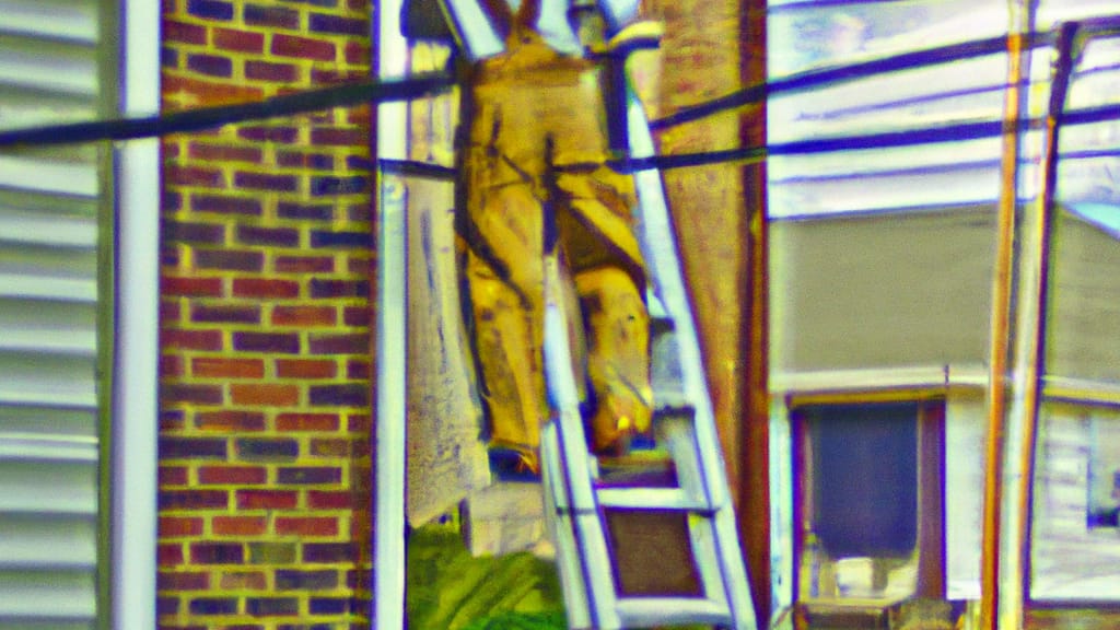 Man climbing ladder on Texarkana, Texas home to replace roof