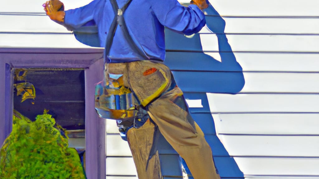 Man climbing ladder on Toledo, Ohio home to replace roof