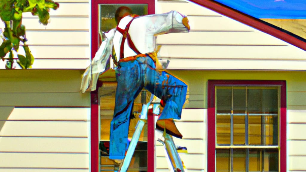 Man climbing ladder on Tomball, Texas home to replace roof