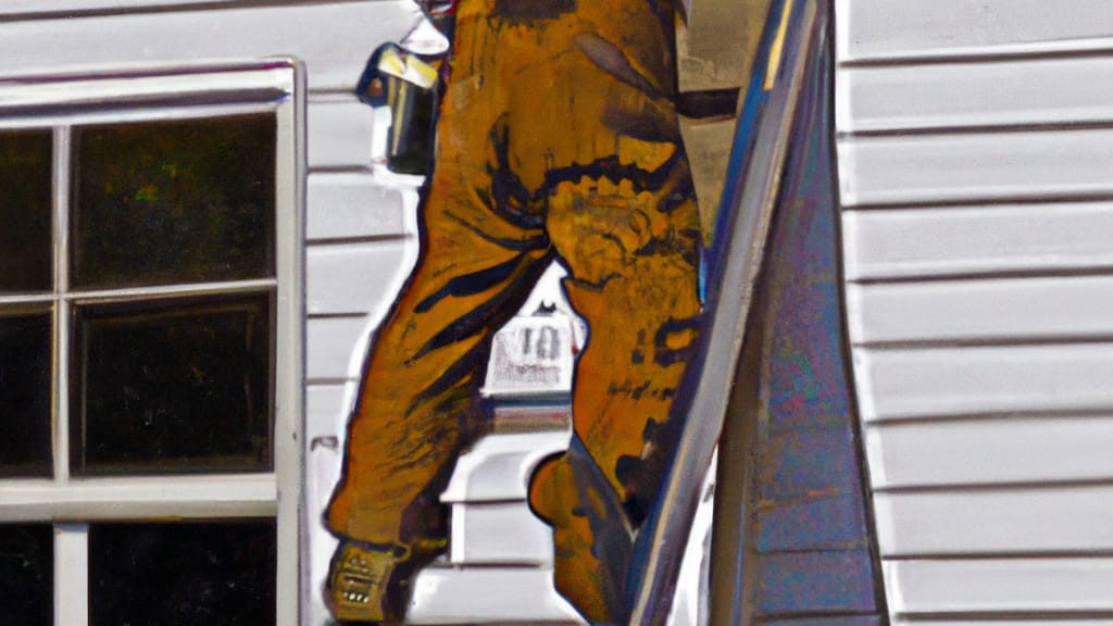 Man climbing ladder on Tonganoxie, Kansas home to replace roof