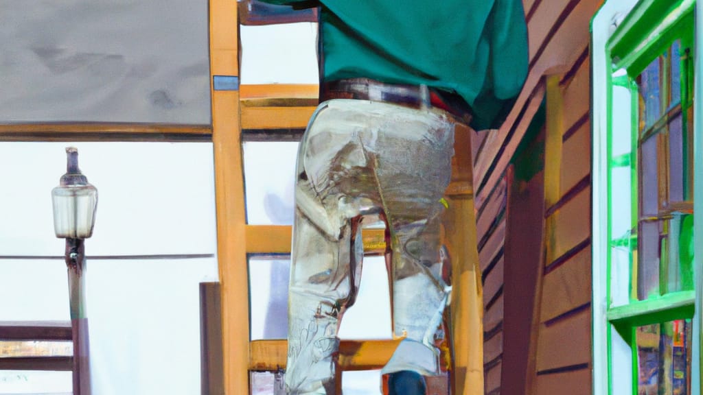 Man climbing ladder on Tremonton, Utah home to replace roof