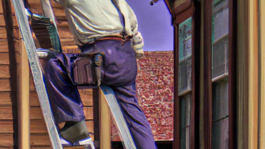 Man climbing ladder on Trinidad, Colorado home to replace roof