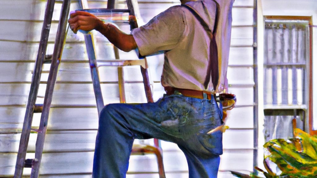 Man climbing ladder on Van Buren, Arkansas home to replace roof