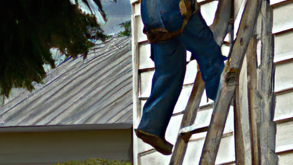 Man climbing ladder on Vernon, Texas home to replace roof