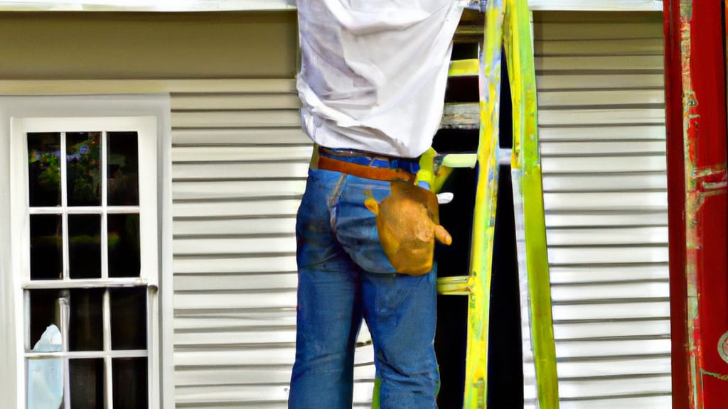 Man climbing ladder on Vidalia, Georgia home to replace roof