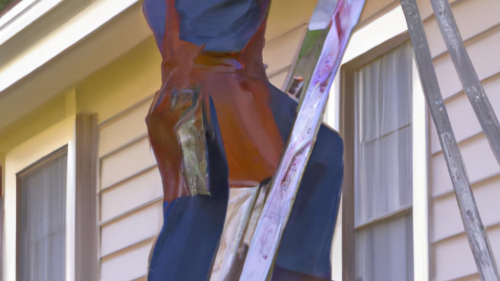 Man climbing ladder on Vidor, Texas home to replace roof