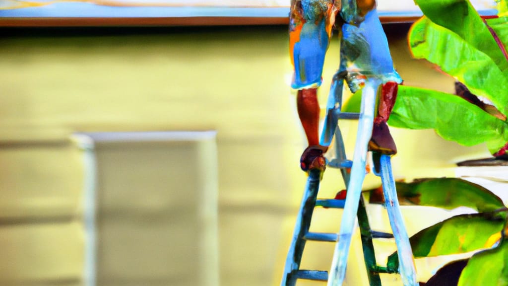 Man climbing ladder on Waipahu, Hawaii home to replace roof